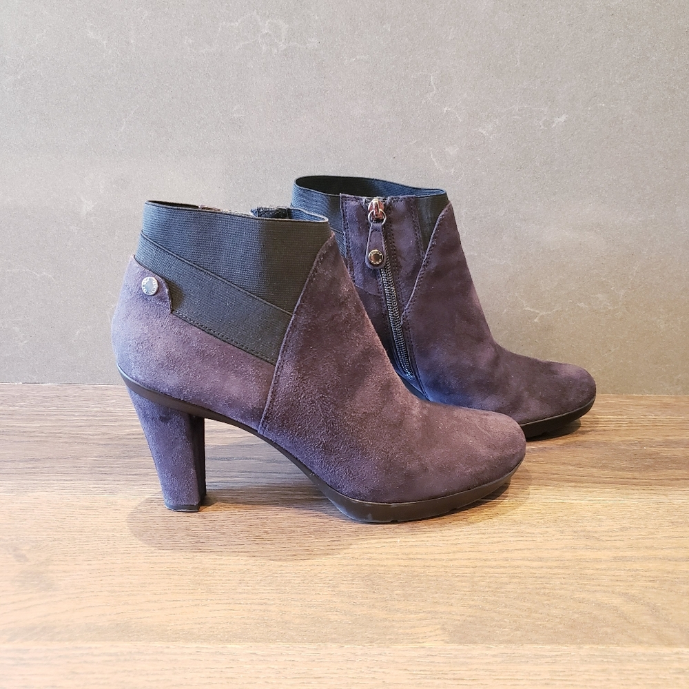 Geox Navy Suede Heel Booties